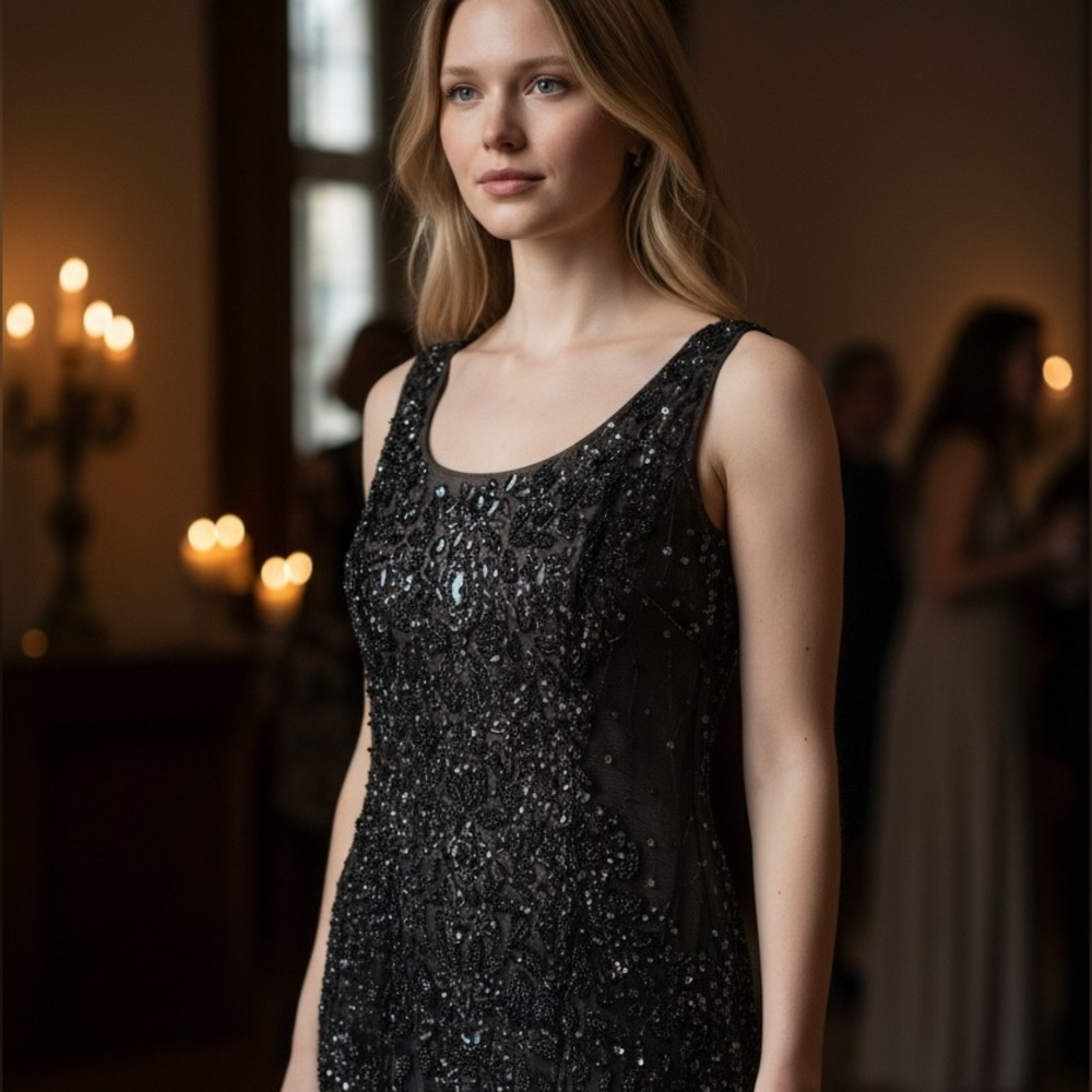 Vintage Adrianna Papell Rhinestone Dress